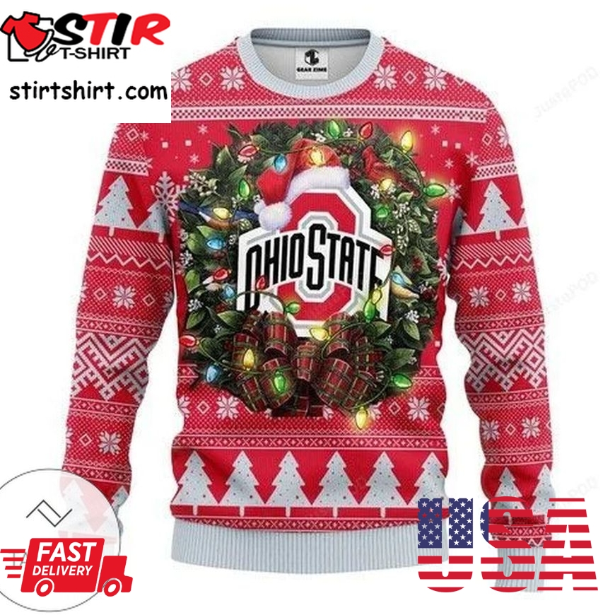 Ncaa Ohio State Buckeyes Logo Light Ugly Sweater