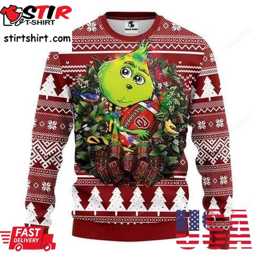 Ncaa Oklahoma Sooners Grinch Ugly Christmas Sweater All Over Print