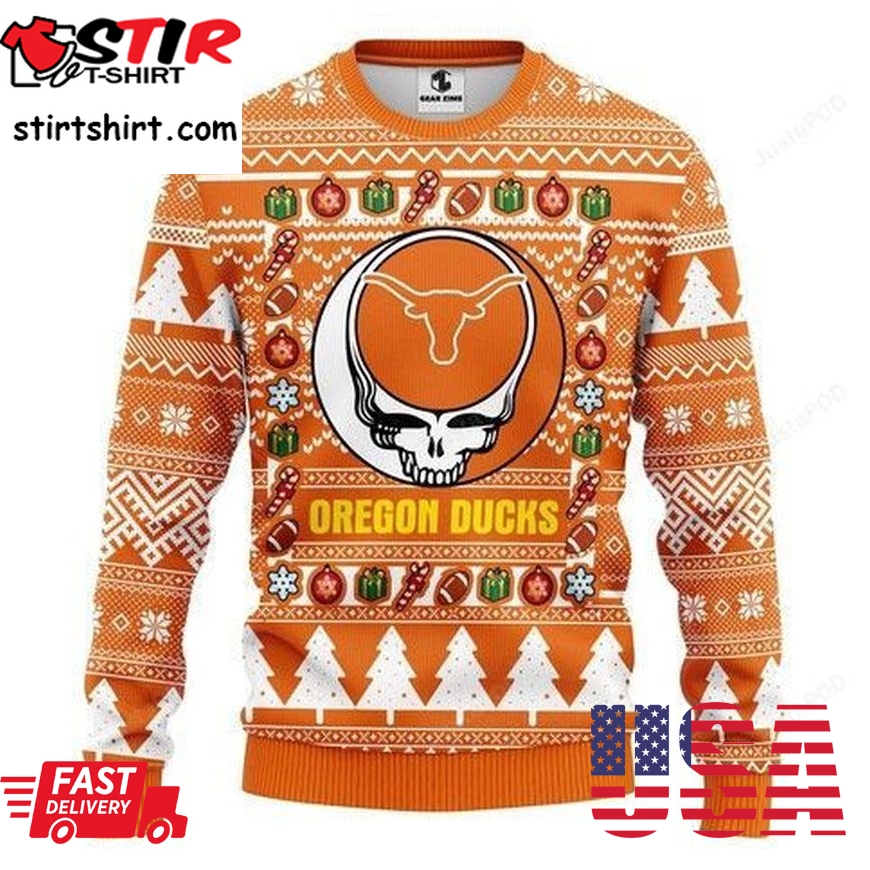 Ncaa Texas Longhorns Grateful Dead Ugly Christmas Sweater All Over