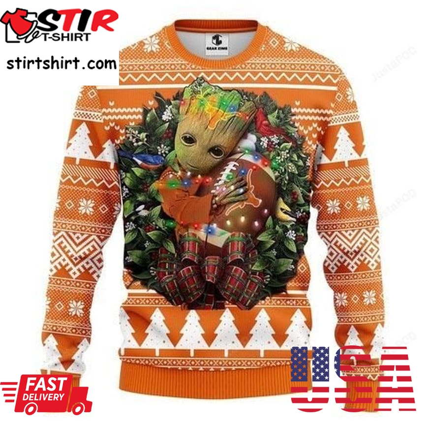 Ncaa Texas Longhorns Groot Hug Ugly Christmas Sweater, All Over Print Sweatshirt, Ugly Sweater, Christmas Sweaters, Hoodie, Sweater
