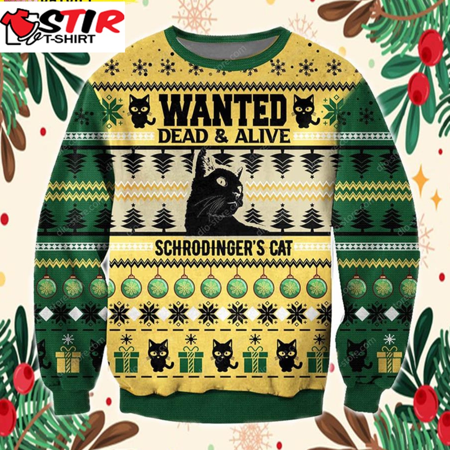New 2022 Dead Alive Schrodinger's Cat Ugly Christmas Sweater