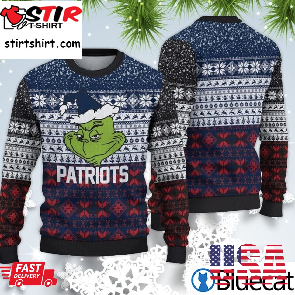 New England Patriots Christmas Grinch Sweater For Fans