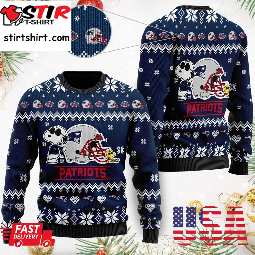 New England Patriots Cute The Snoopy Show Football Helmet 3D All Over Print Ugly Christmas Sweater, Christmas Sweaters, Hoodie, Sweatshirt, Sweater