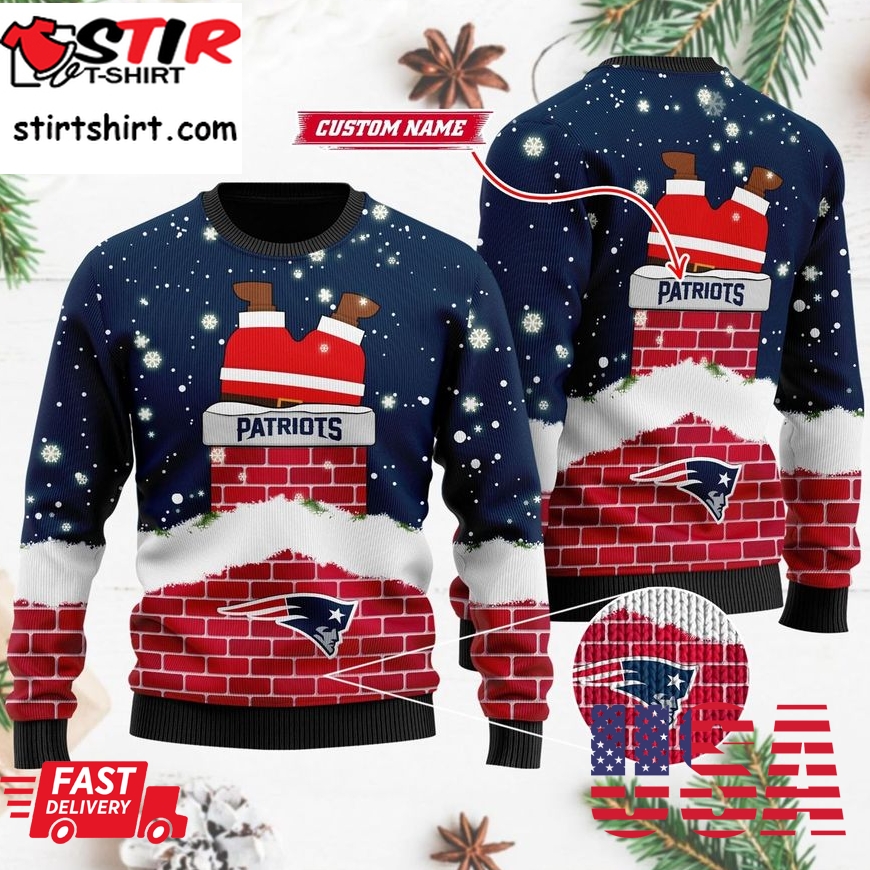 New England Patriots Football Santa Claus 3D Christmas Ugly Sweater