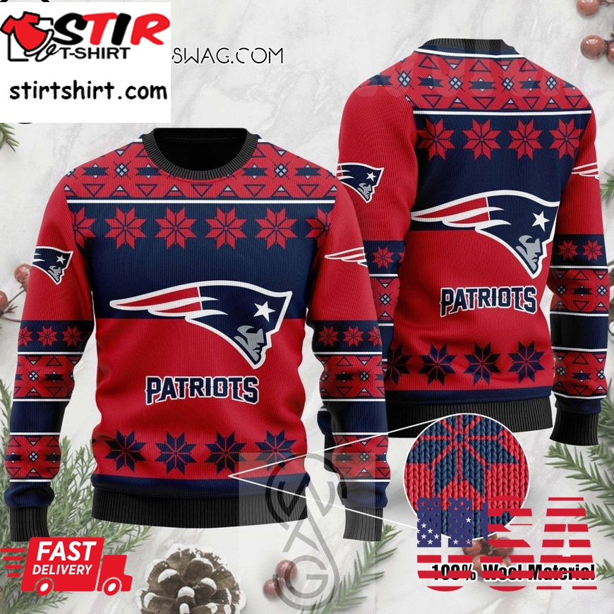 New England Patriots Football Team Knitting Pattern Ugly Christmas Sweater