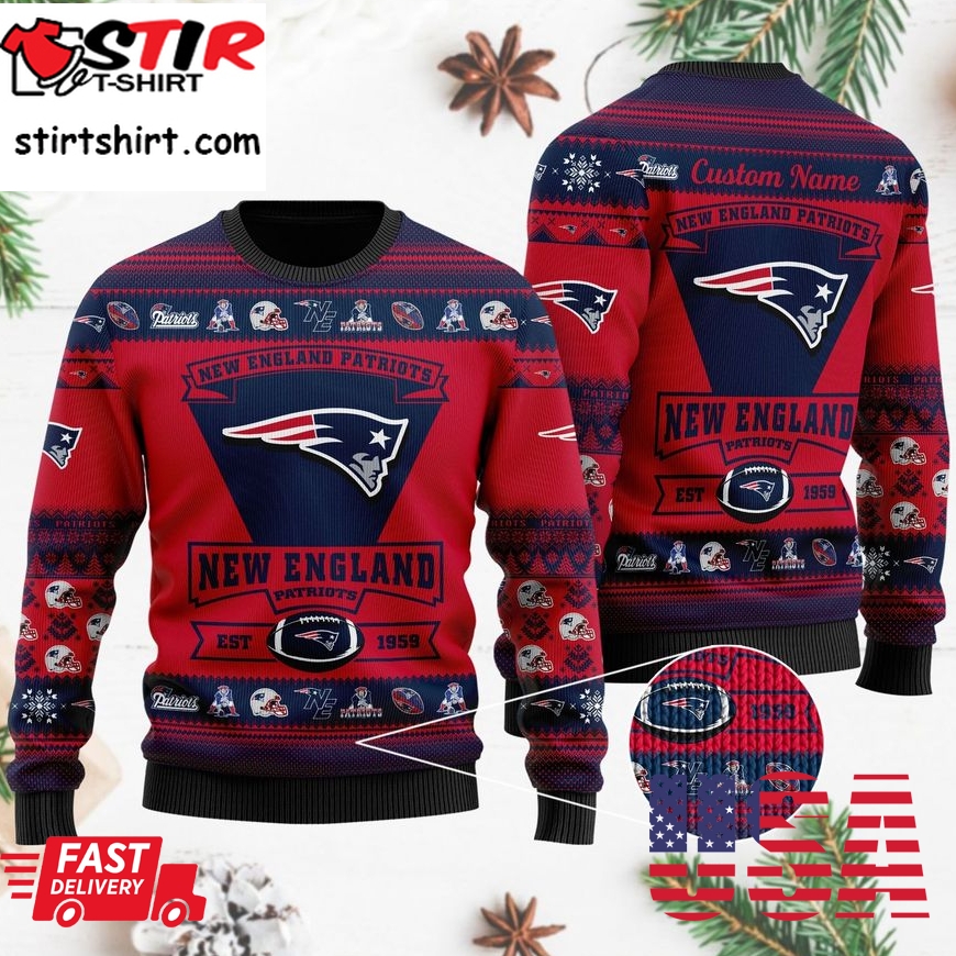 New England Patriots Football Team Logo Personalized Ugly Christmas Sweater, Ugly Sweater, Christmas Sweaters, Hoodie, Sweatshirt, Sweater