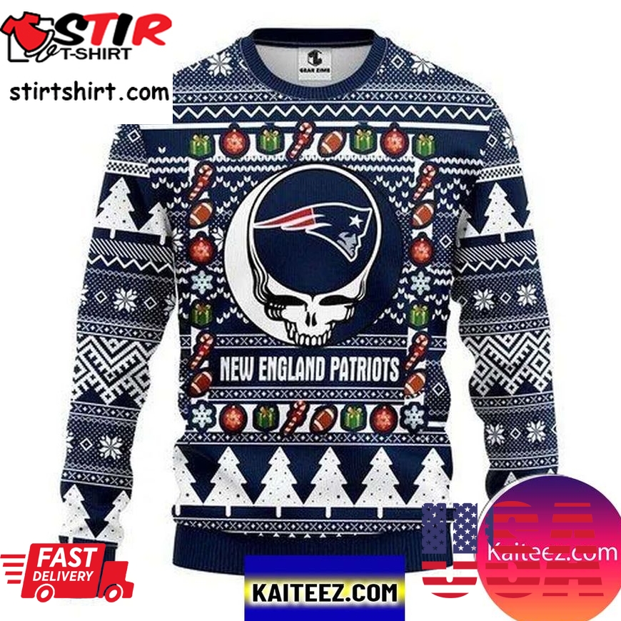 New England Patriots Grateful Dead Christmas Ugly Sweater