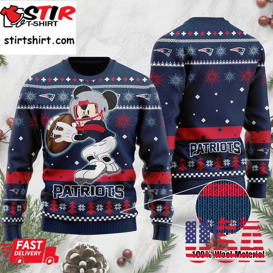 New England Patriots Mickey Mouse Funny Ugly Christmas Sweater Ugly