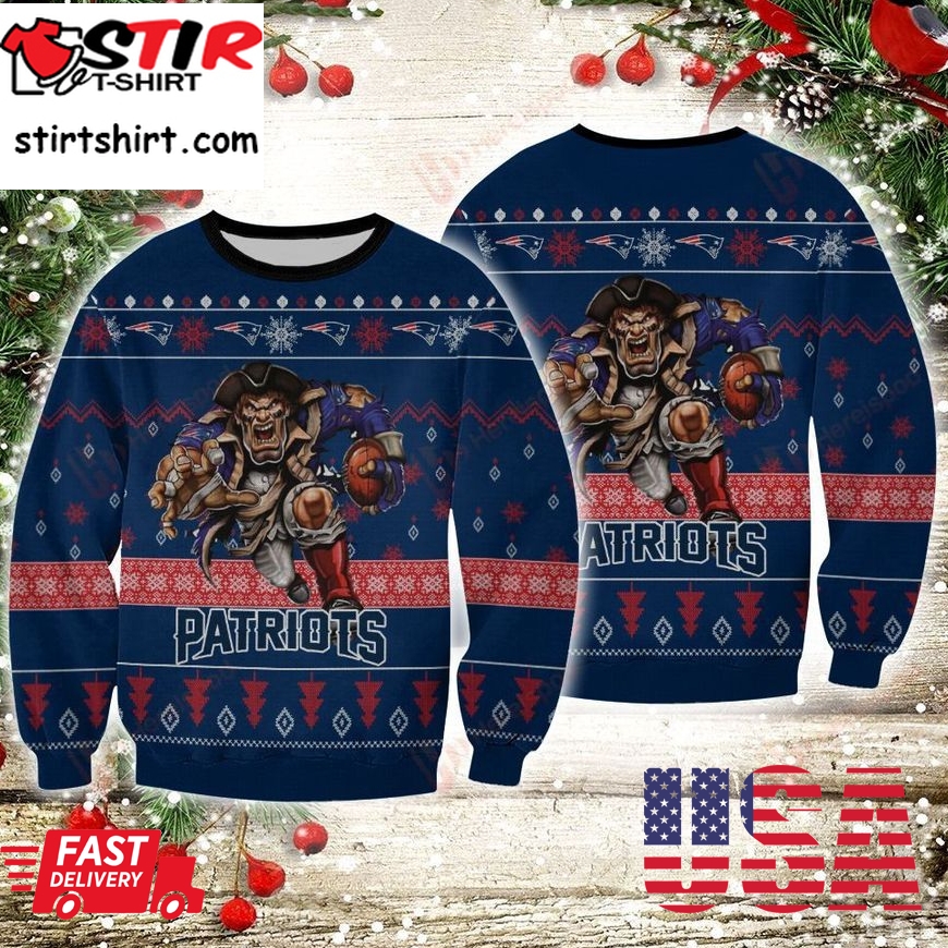 New England Patriots Player Rushing Ugly Sweater