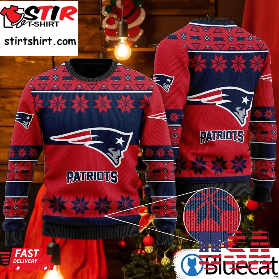 New England Patriots Snowflakes Pattern Ugly Christmas Sweater