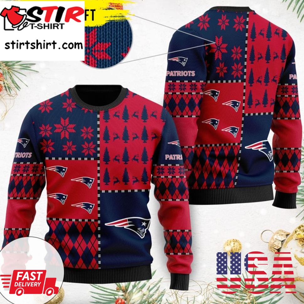 New England Patriots Ugly Christmas Sweater Holiday Party Patriots Fans