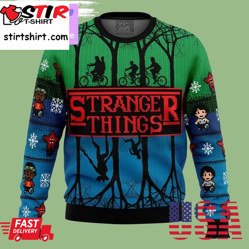 New Horror Movie Stranger Things 3D Ugly Christmas Sweatshirt Xmas