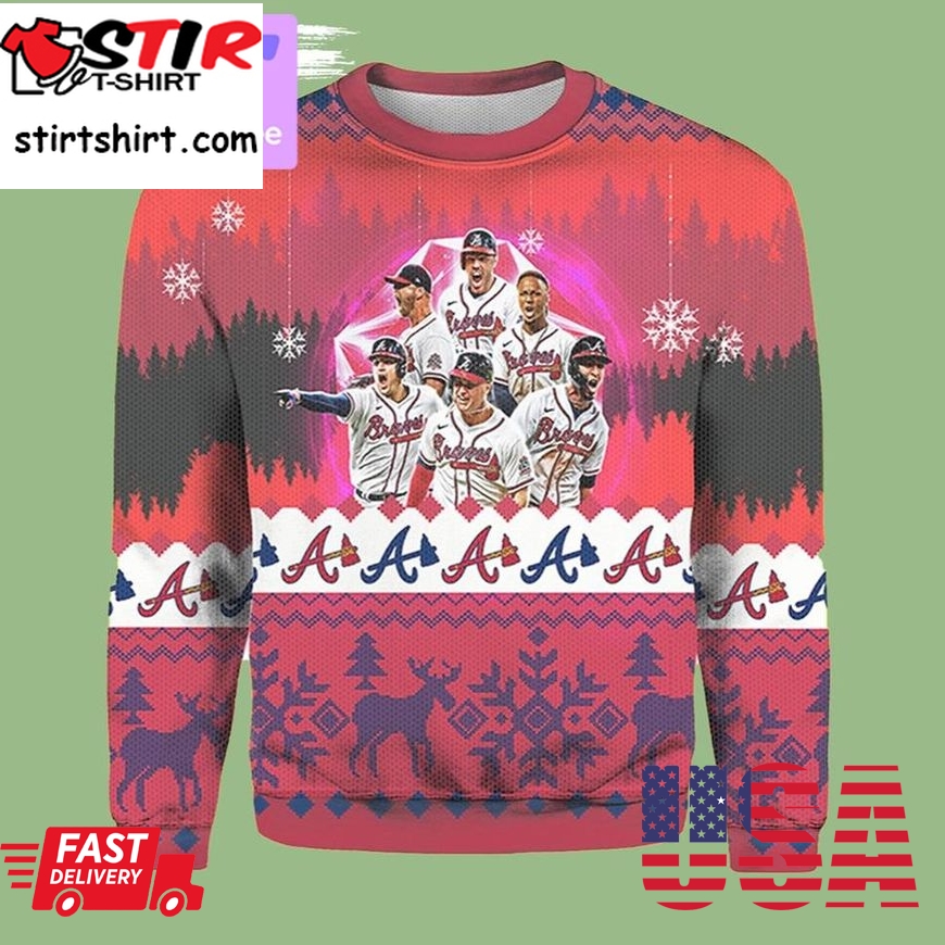 New LetS Go Atlanta Braves 3D Ugly Christmas Sweatshirt Xmas