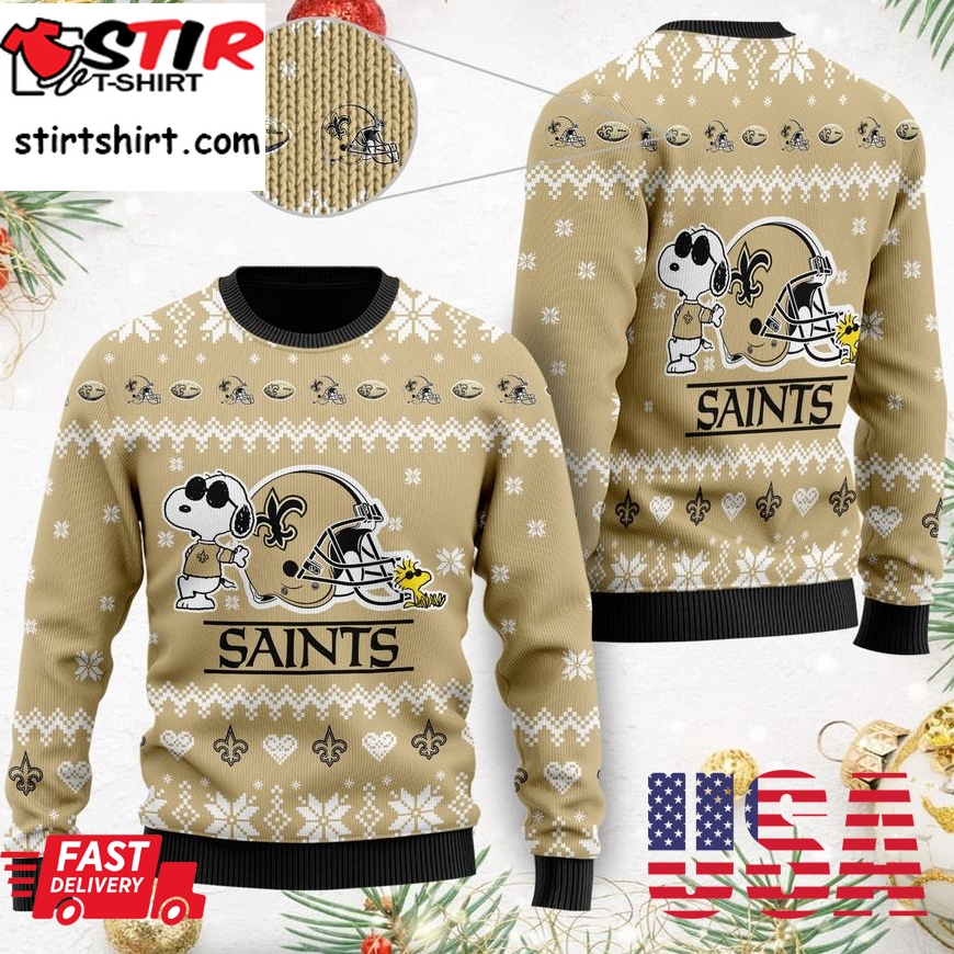 New Orleans Saints Cute The Snoopy Show Football Helmet 3D All Over Print Ugly Christmas Sweater, Christmas Sweaters, Hoodie, Sweatshirt, Sweater