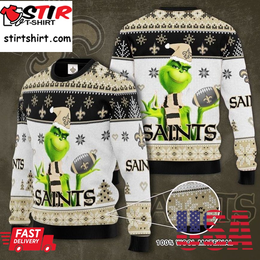 New Orleans Saints Grinch Ugly Christmas Sweater, All Over Print Sweatshirt, Ugly Sweater, Christmas Sweaters, Hoodie, Sweater