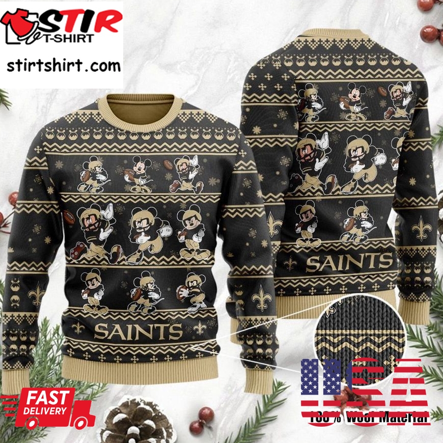 New Orleans Saints Mickey Mouse Holiday Party Ugly Christmas Sweater