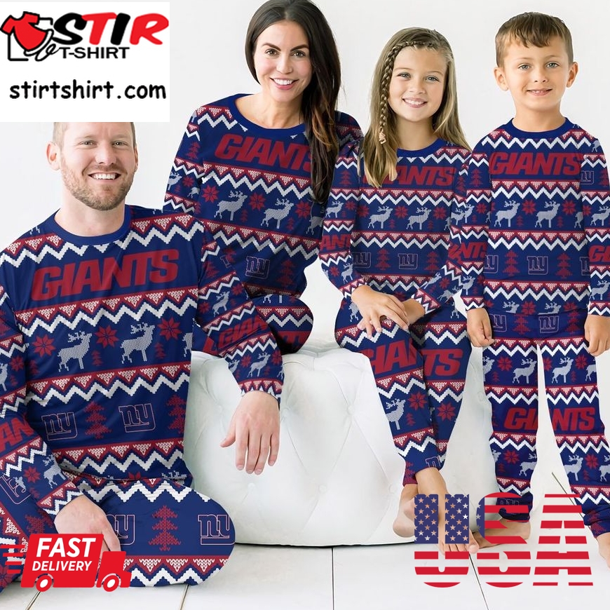 New York Giants Best Holiday Matching Family Christmas Pajamas Ugly