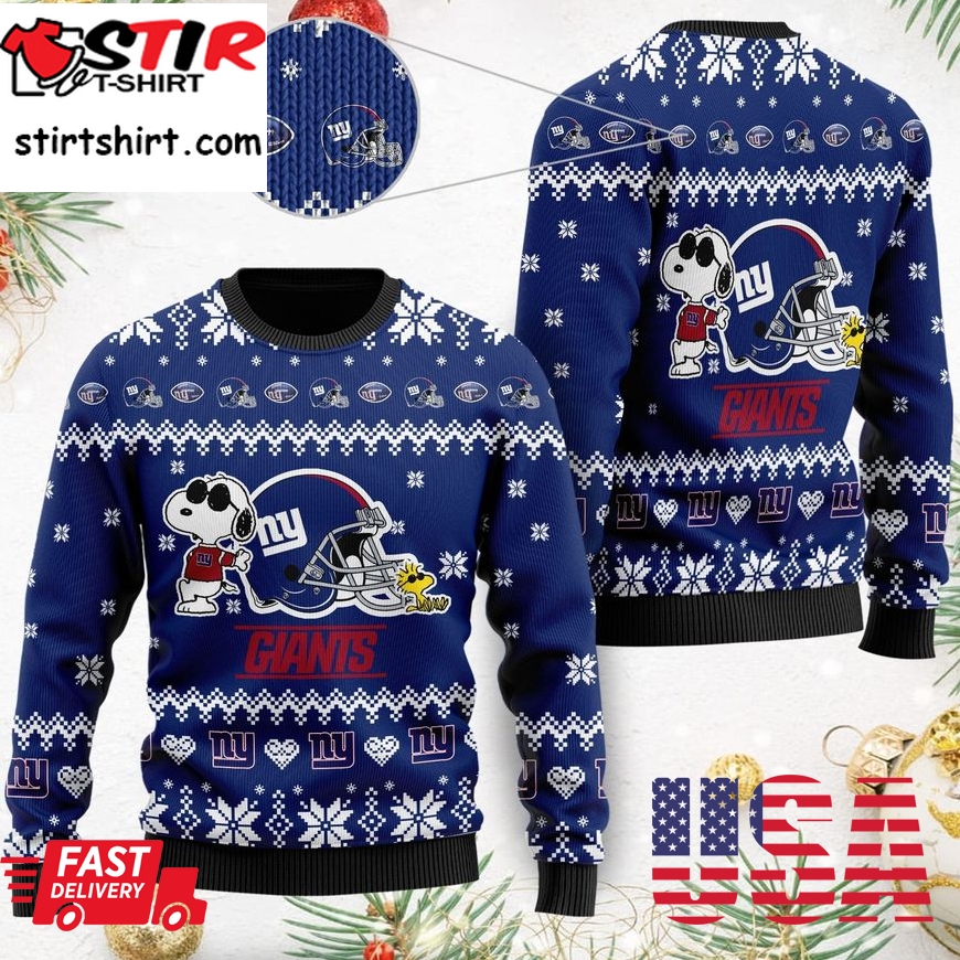 New York Giants Cute The Snoopy Show Football Helmet 3D All Over Print Ugly Christmas Sweater, Christmas Sweaters, Hoodie, Sweatshirt, Sweater