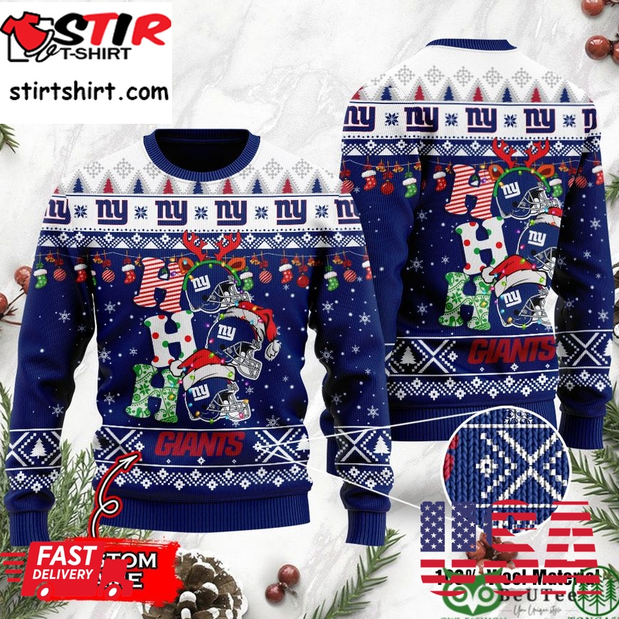 New York Giants Nfl Christmas Hohoho Ugly Sweater Custom Name