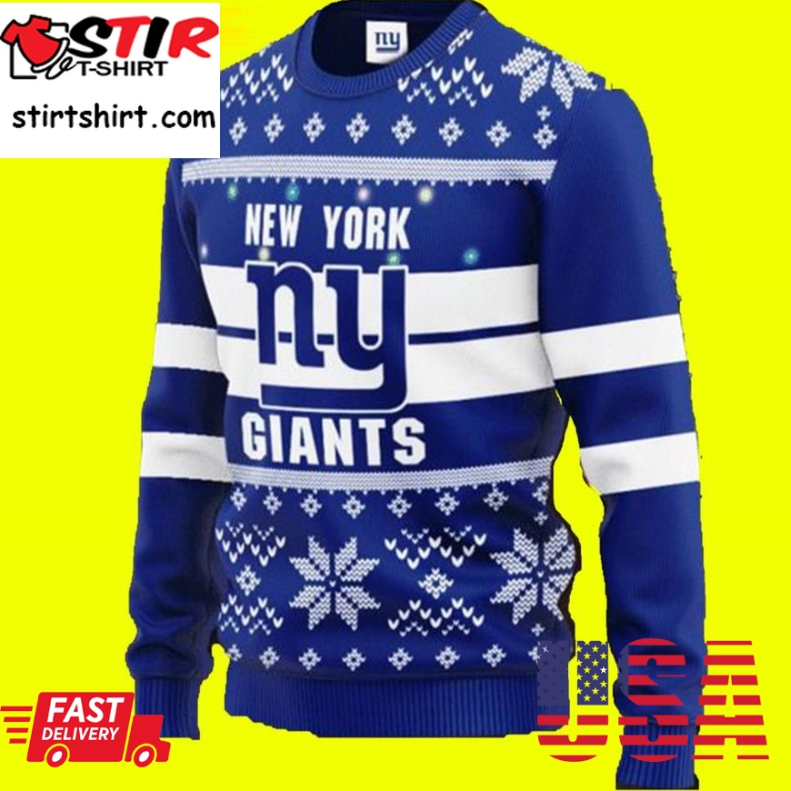 New York Giants Nfl Custom Name And Number New York Giants Ugly Christmas Sweater