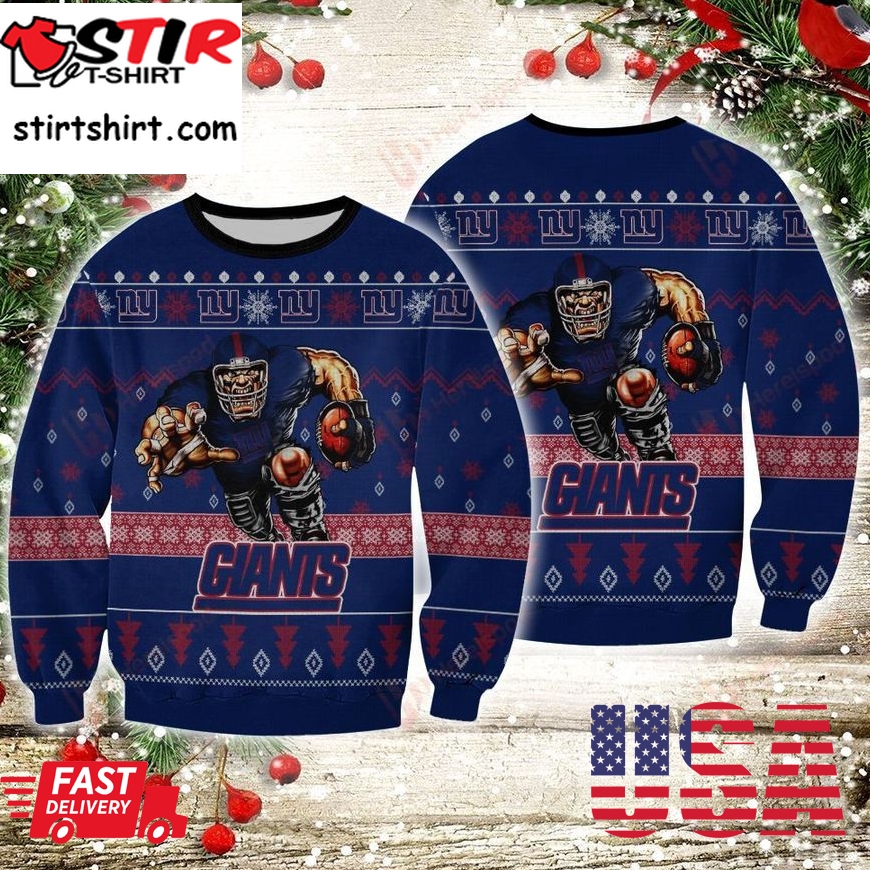 New York Giants Player Rushing Ugly Sweater