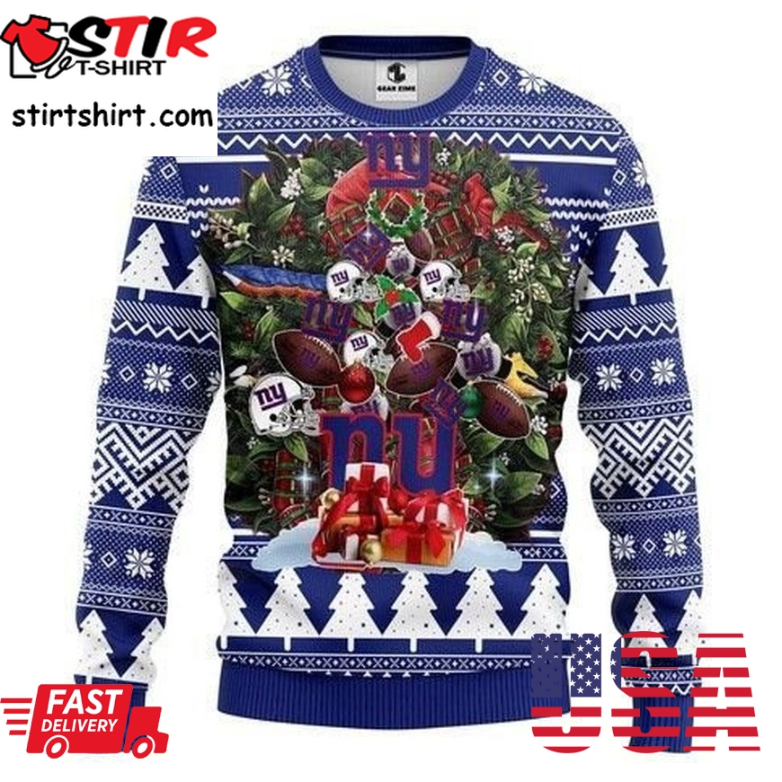 New York Giants Tree Ugly Christmas Sweater All Over Print