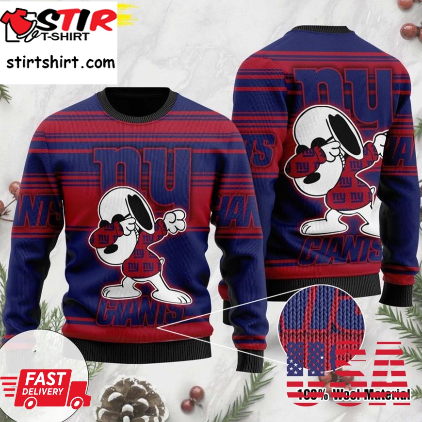 New York Giants Ugly Christmas Sweater Dabbing Snoopy Holiday Party