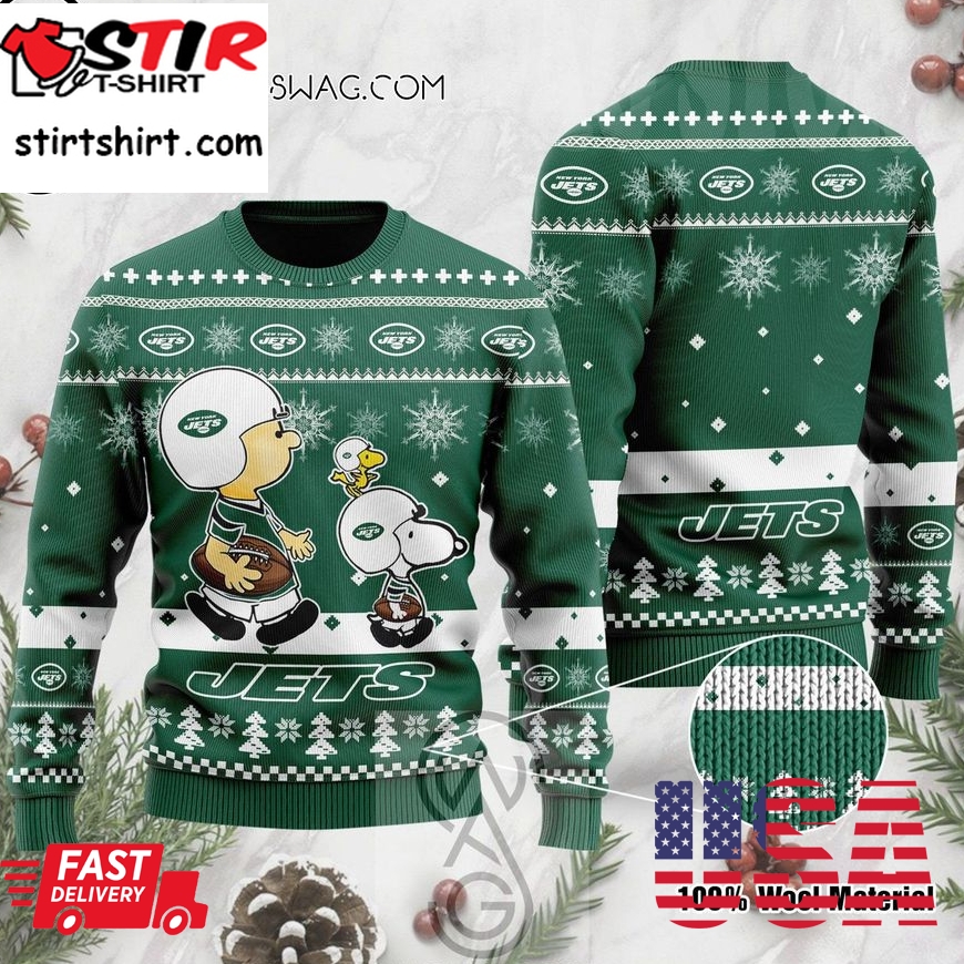 New York Jets Charlie Brown Peanuts Snoopy Knitting Pattern Ugly Christmas Sweater