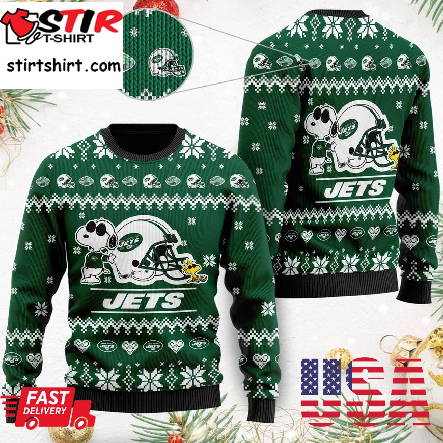 New York Jets Cute The Snoopy Show Football Helmet 3D All Over Print Ugly Christmas Sweater, Christmas Sweaters, Hoodie, Sweatshirt, Sweater