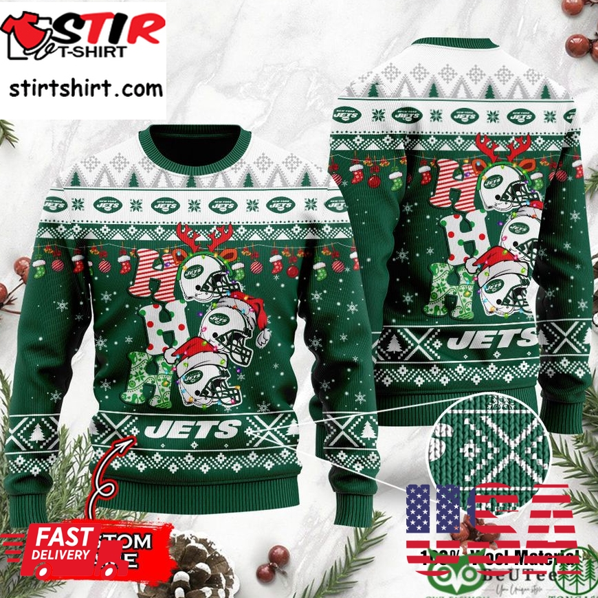 New York Jets Nfl Christmas Hohoho Ugly Sweater Custom Name