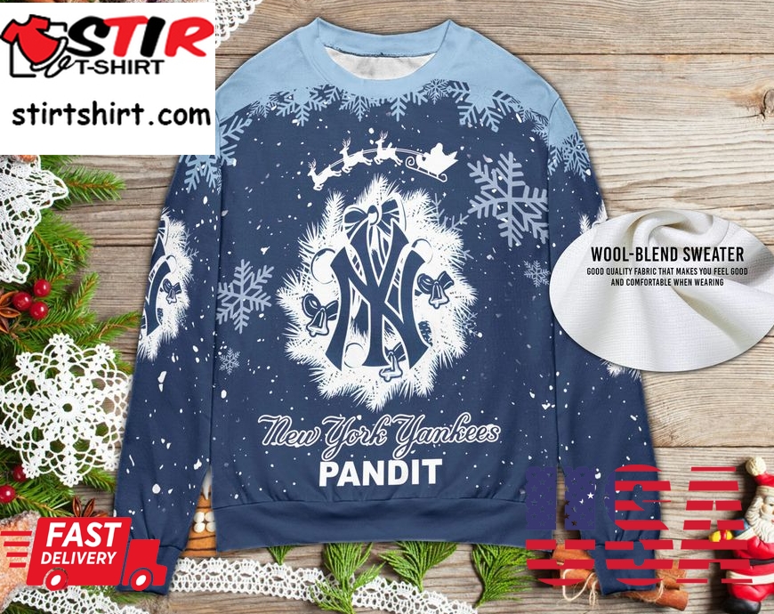 New York Yankees Ugly Ugly Yankees Holiday Matching Christmas Happy Xmas Wool Knitted Sweater