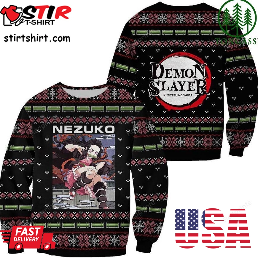 Nezuko Kamado Ugly Christmas Sweater And Hoodie Demon Slayer Anime Custom Clothes
