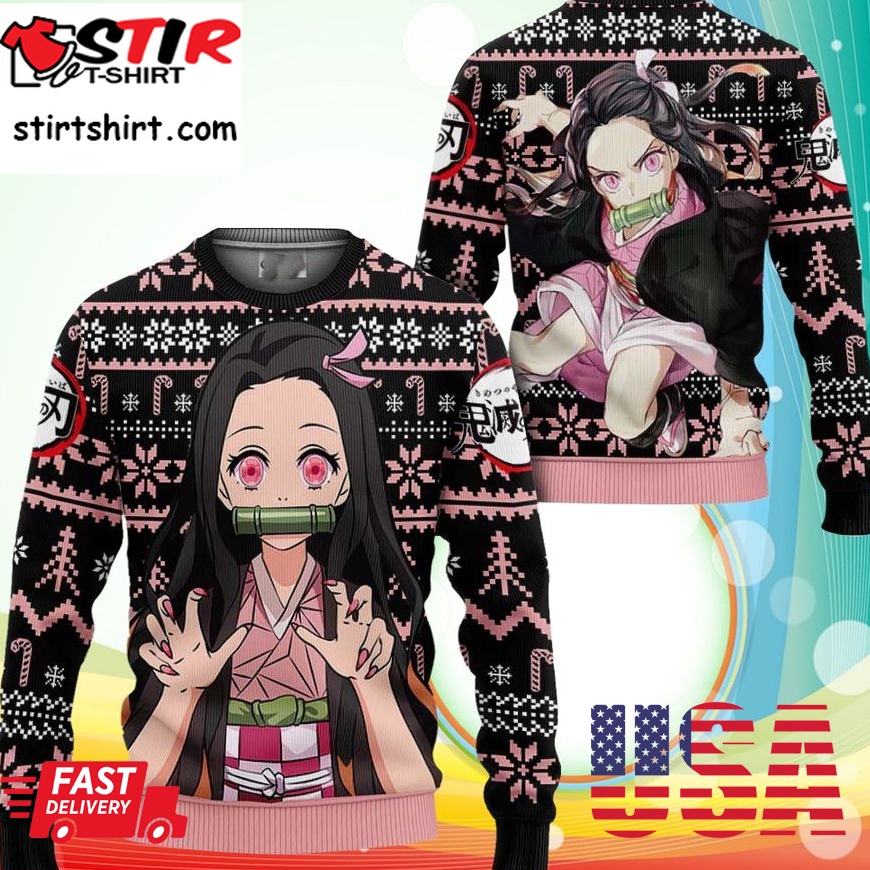Nezuko Ugly Christmas Sweater Anime Demon Slayer Xmas Gifts