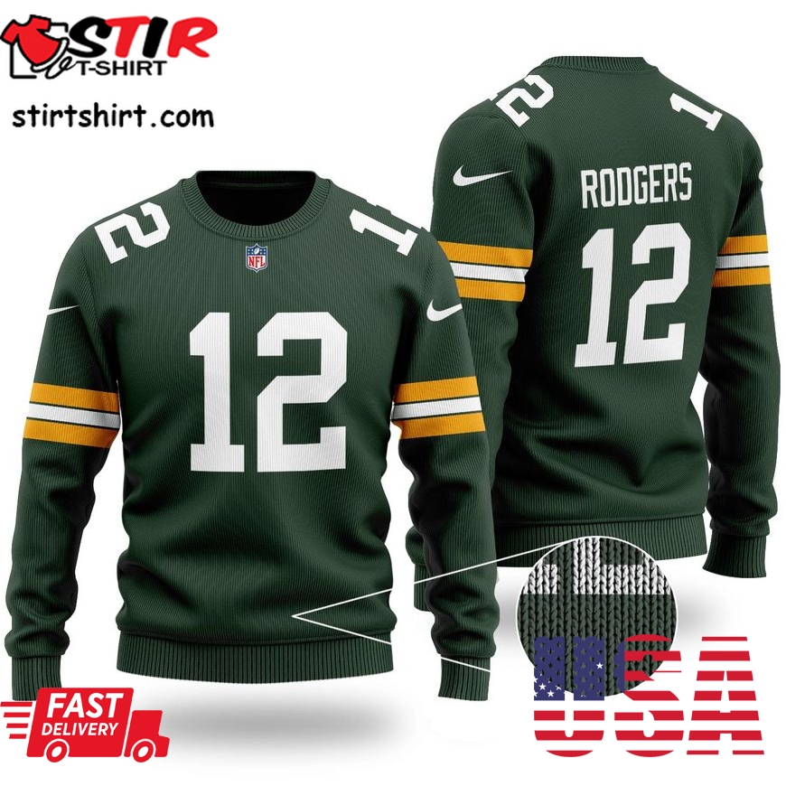 Nfl Aaron Rodgers 12 Green Bay Packers Christmas Sweater