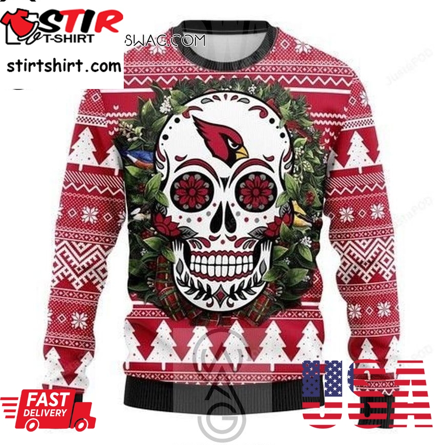 Nfl Arizona Cardinals Sugar Skull Knitting Pattern Ugly Christmas Sweater