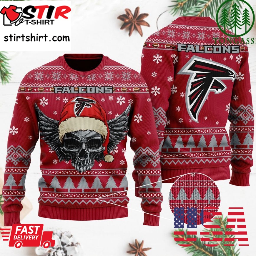 Nfl Atlanta Falcons Golden Skull Christmas Ugly Sweater
