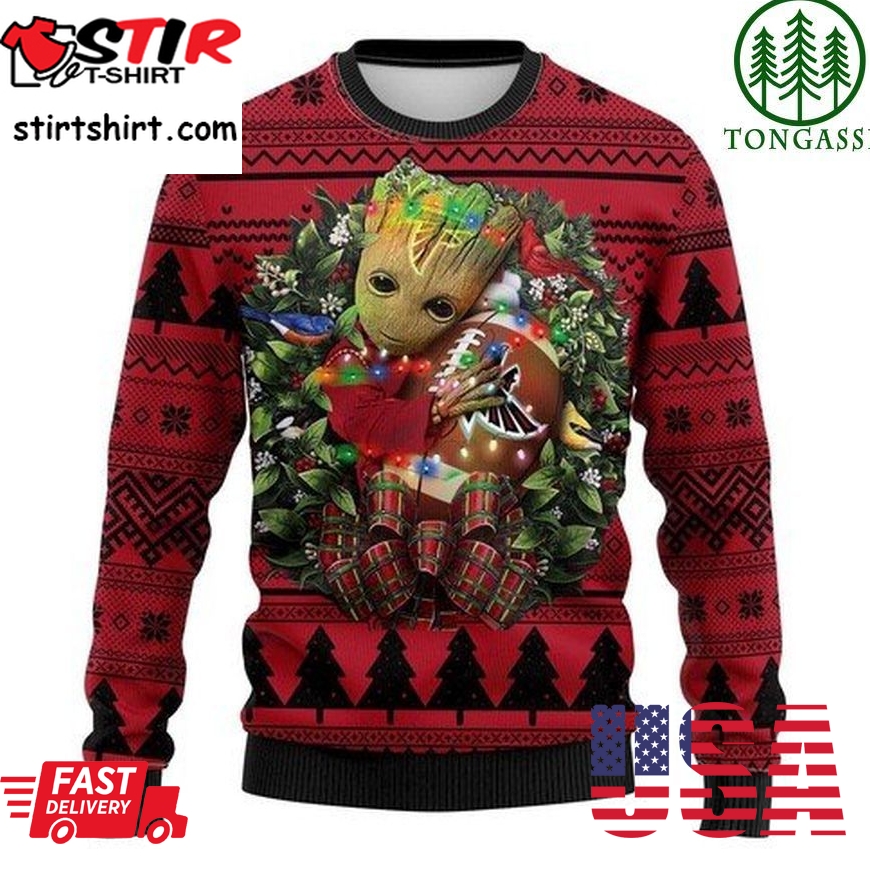 Nfl Atlanta Falcons Groot Hug Christmas Ugly Sweater