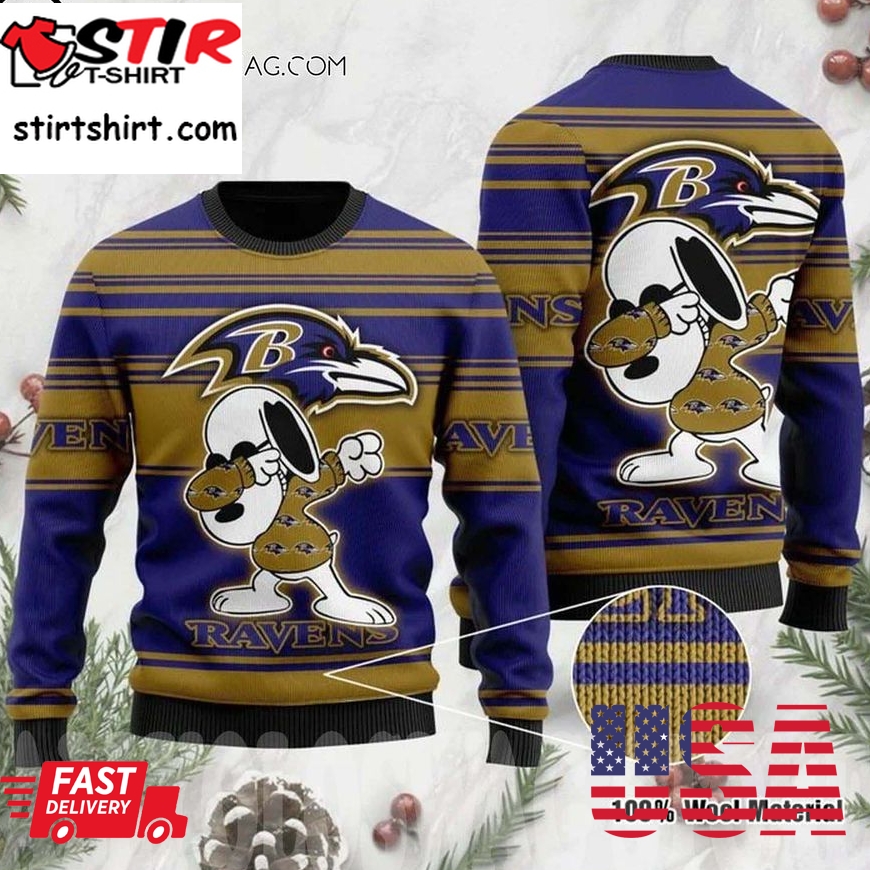 Nfl Baltimore Ravens Snoopy Dabbing Ugly Christmas Sweater