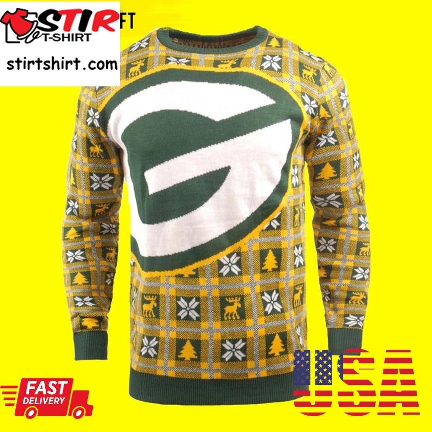 Nfl Big Logo Checker Green Bay Packers Ugly Christmas Sweater