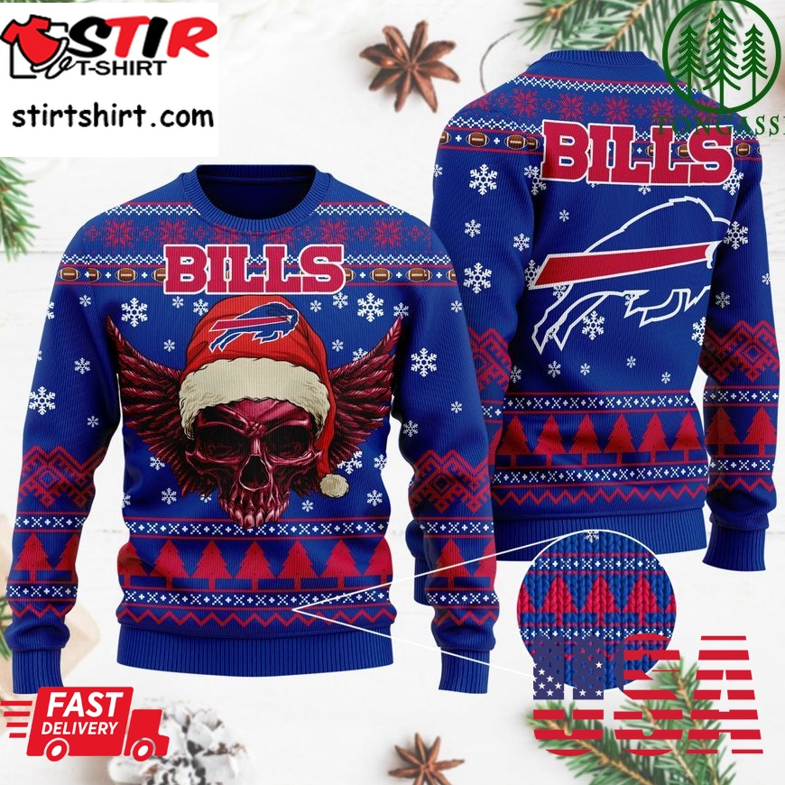 Nfl Buffalo Bills Golden Skull Christmas Ugly Sweater