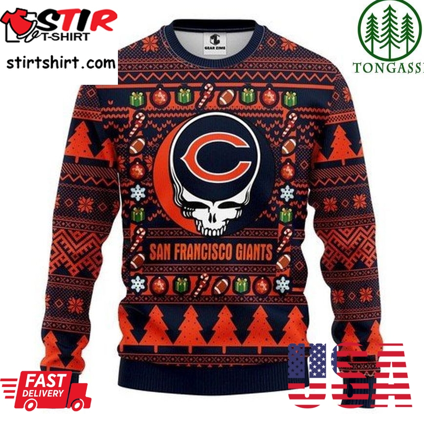 Nfl Chicago Bears Grateful Dead Christmas Ugly Sweater