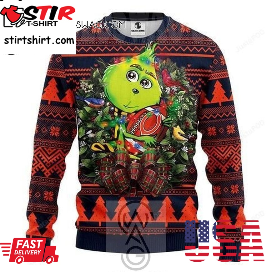Nfl Chicago Bears Grinch Hug Knitting Pattern Ugly Christmas Sweater