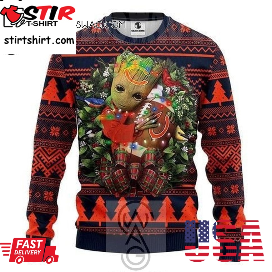 Nfl Chicago Bears Groot Hug Knitting Pattern Ugly Christmas Sweater