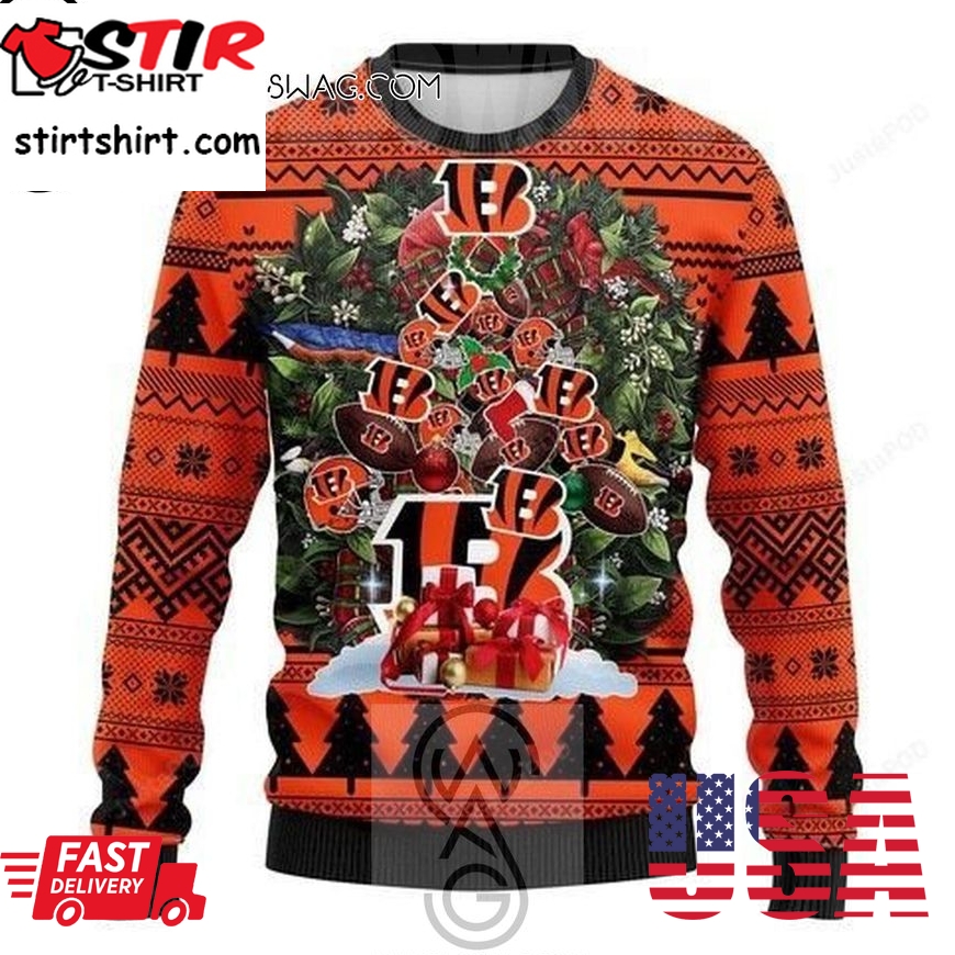 Nfl Cincinnati Bengals Christmas Tree Knitting Pattern Ugly Christmas Sweater