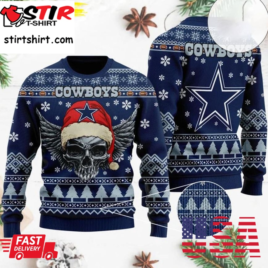Nfl Dallas Cowboys Ugly Christmas Sweater Skull Xmas