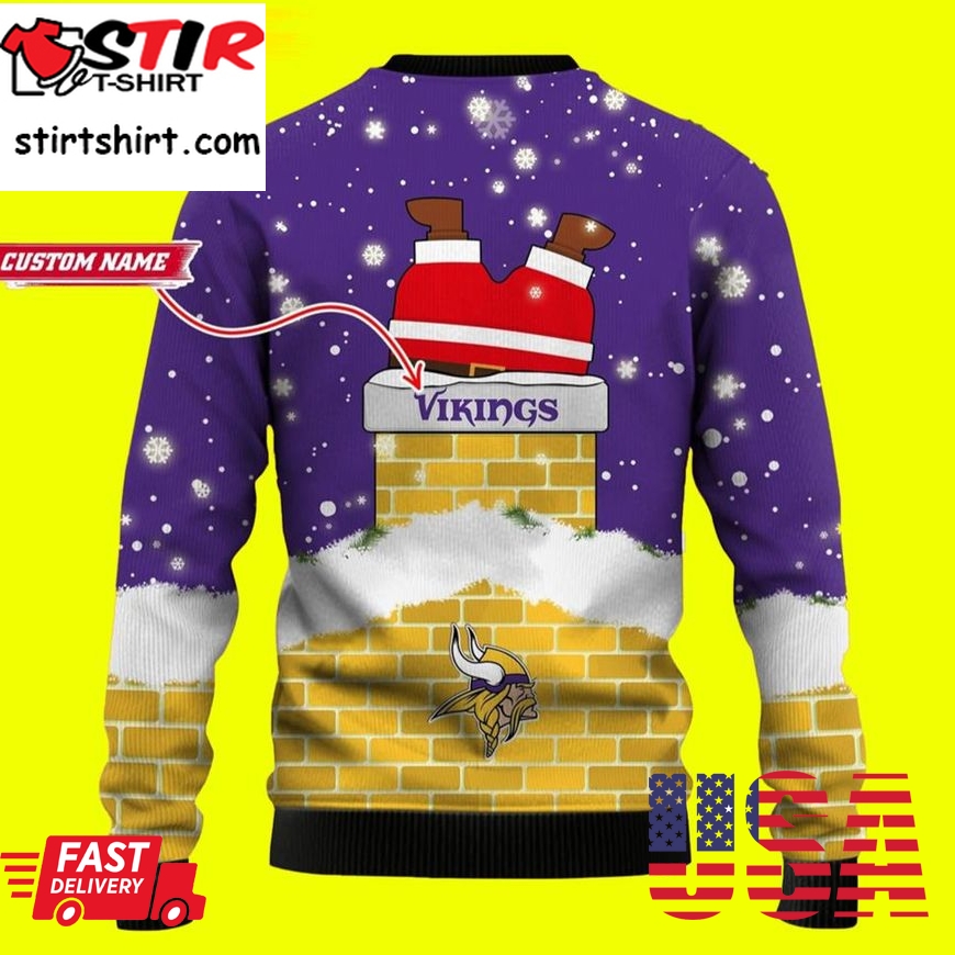 Nfl Football Santa Claus 3D Minnesota Vikings Ugly Christmas Sweater