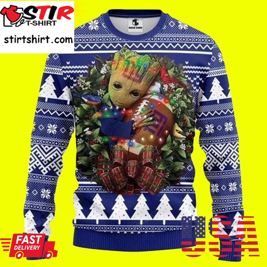 Nfl Groot Hug New York Giants Ugly Christmas Sweater