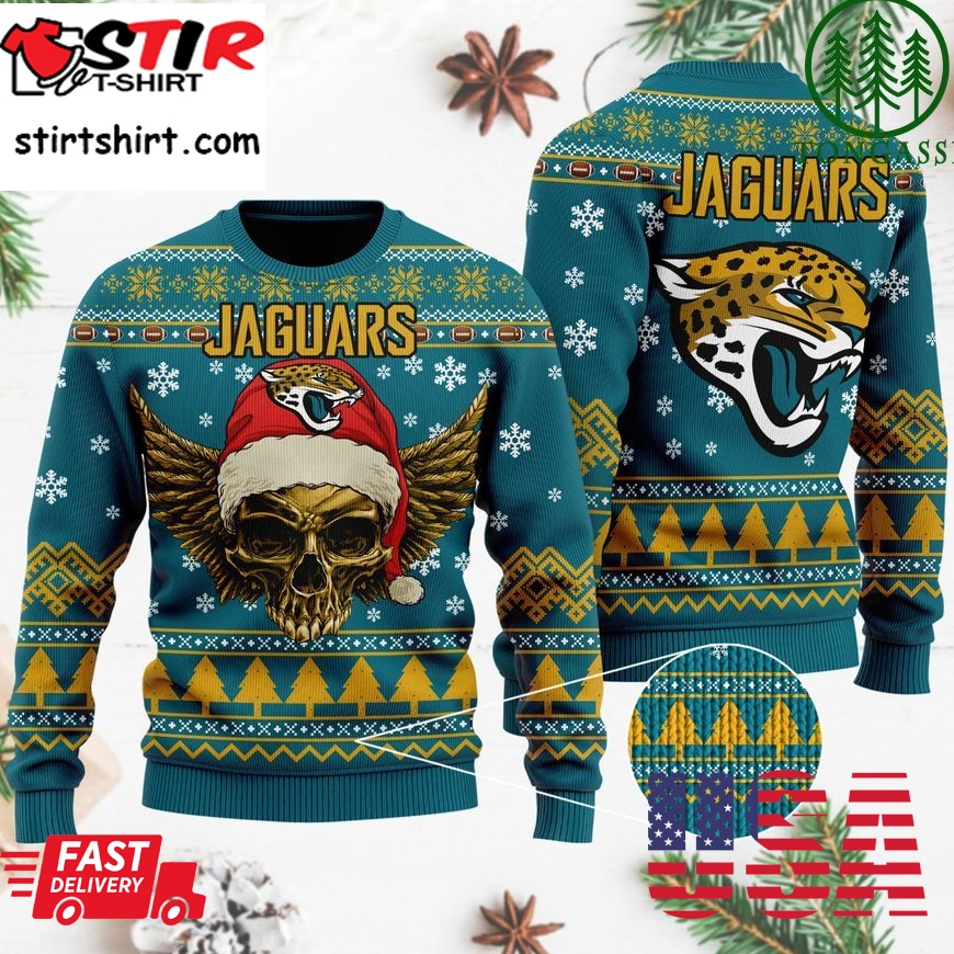 Nfl Jacksonville Jaguars Golden Skull Christmas Ugly Sweater