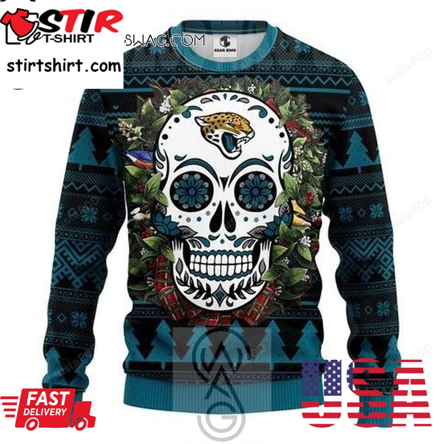 Nfl Jacksonville Jaguars Sugar Skull Knitting Pattern Ugly Christmas Sweater