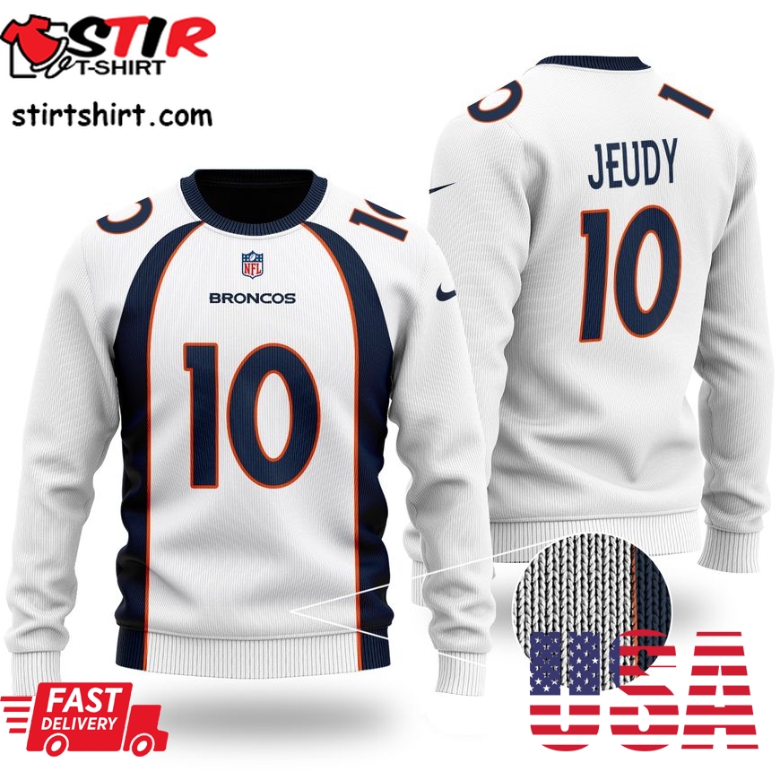 Nfl Jerry Jeudy 10 Denver Broncos Christmas Sweater